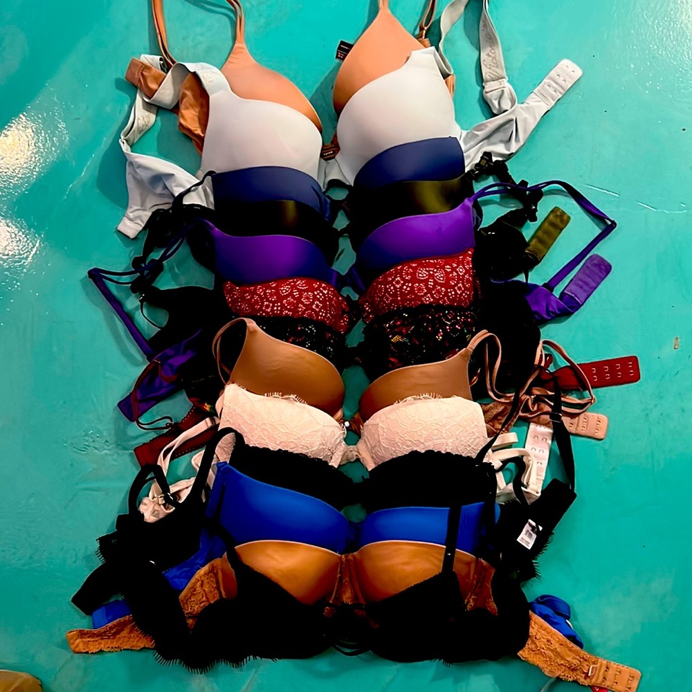 ALL 13 PADDED PUSH BRAS for $26 Size range  32A, 34B ,32C, 32B . SOLD AS ONE LOT